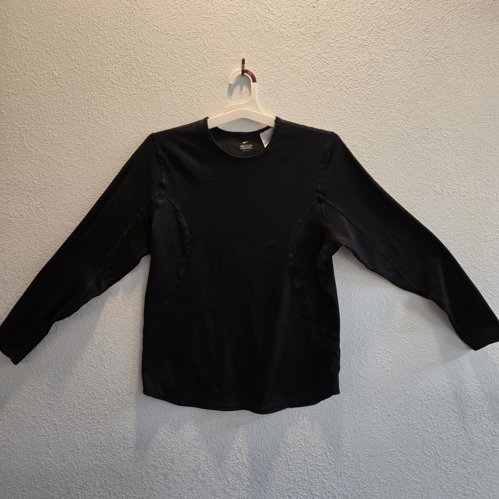 Nike Dri-FIT Long‎ Sleeve Athletic Training Top Black Women's Medium M 8-10 Made